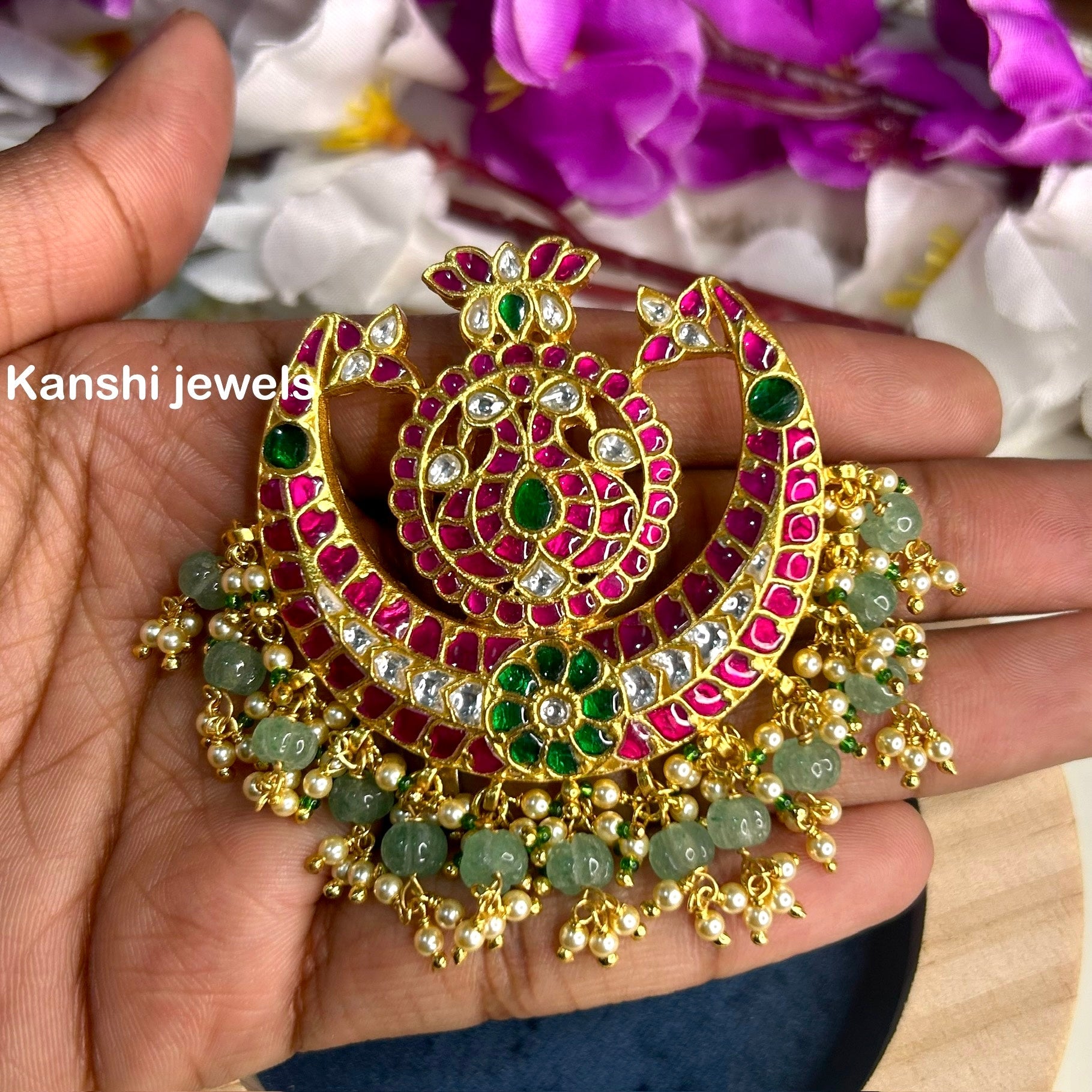 Silver Jadau Pendant