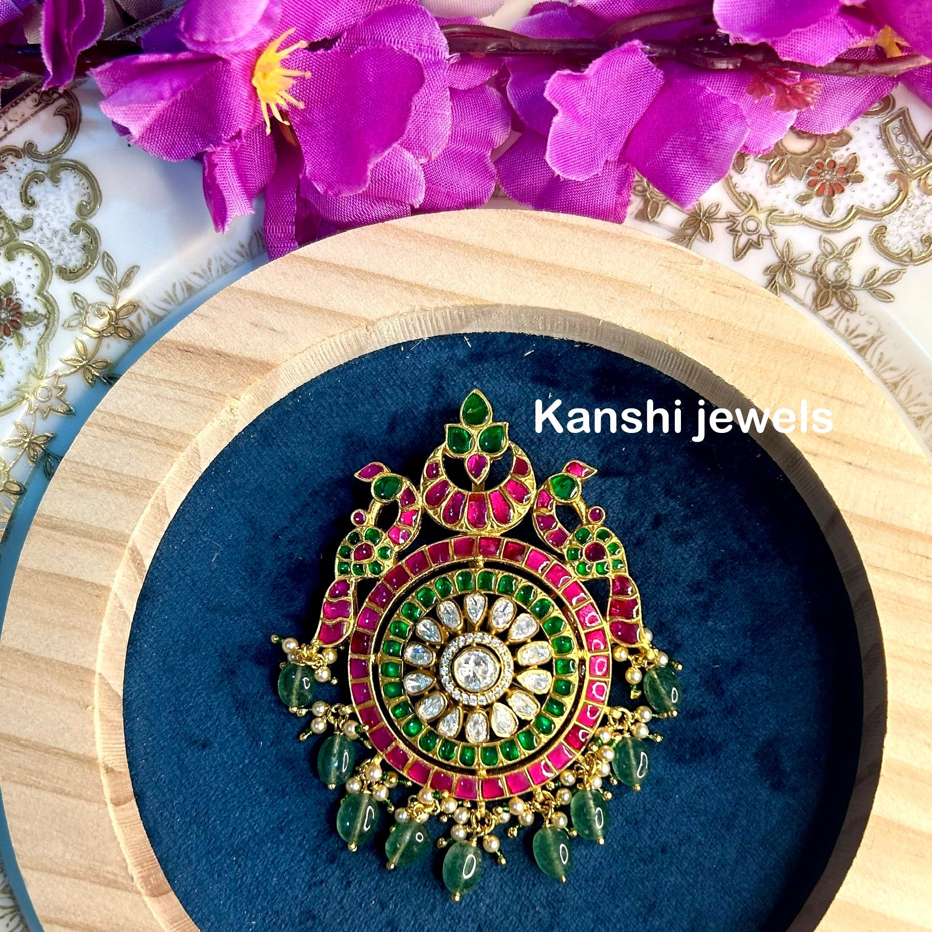 Silver Jadau Pendant