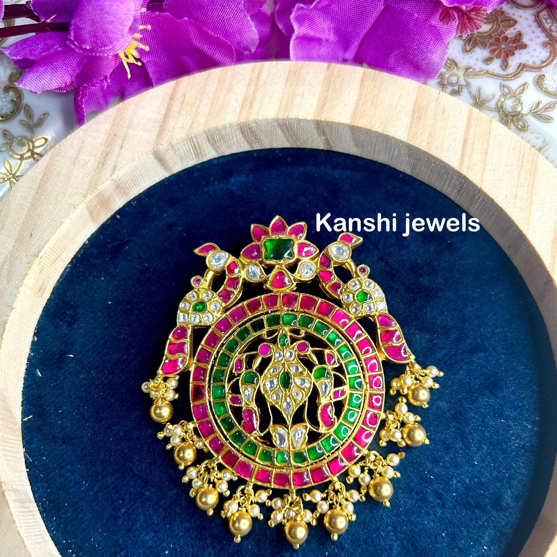 Silver Jadau Pendant
