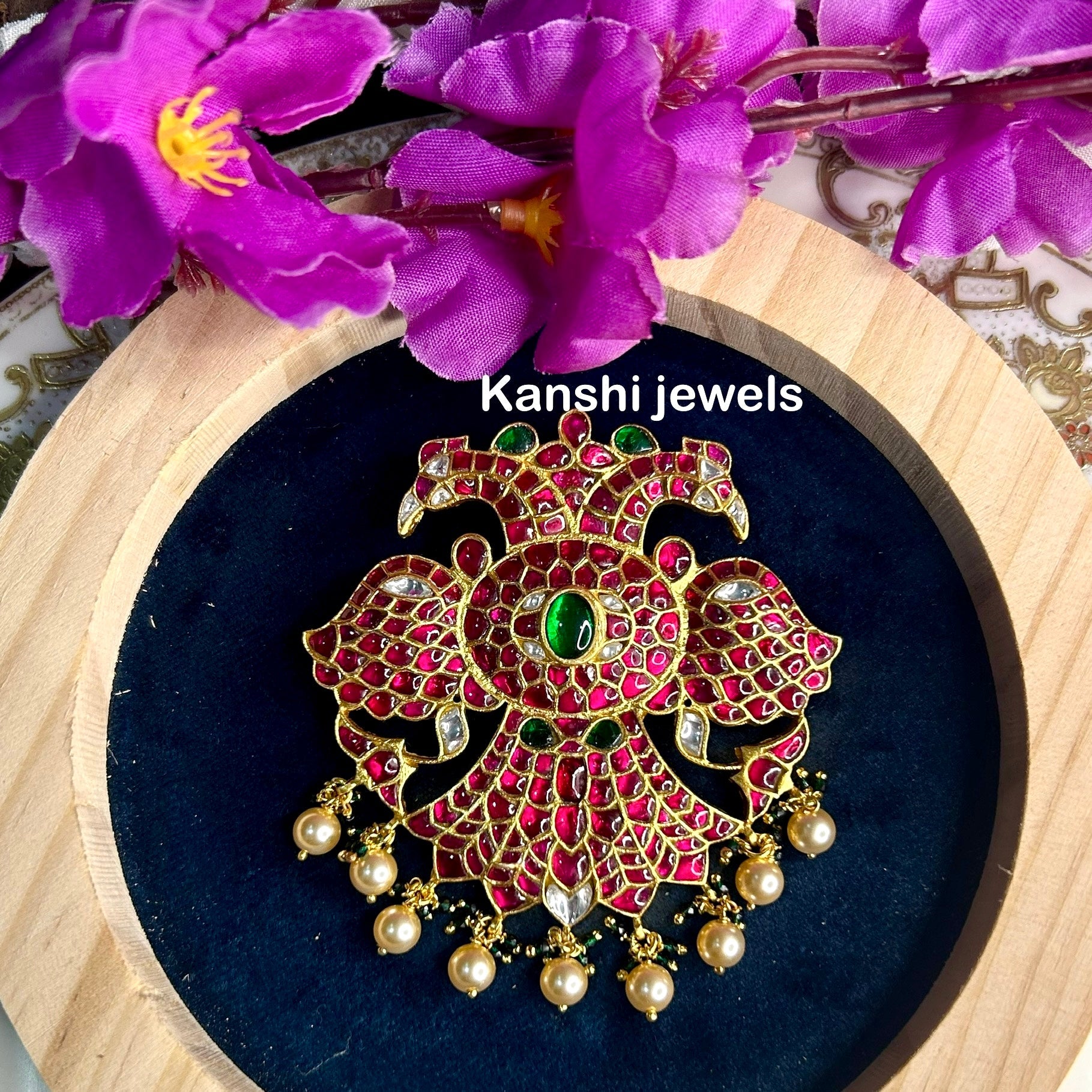 Silver Jadau Pendant