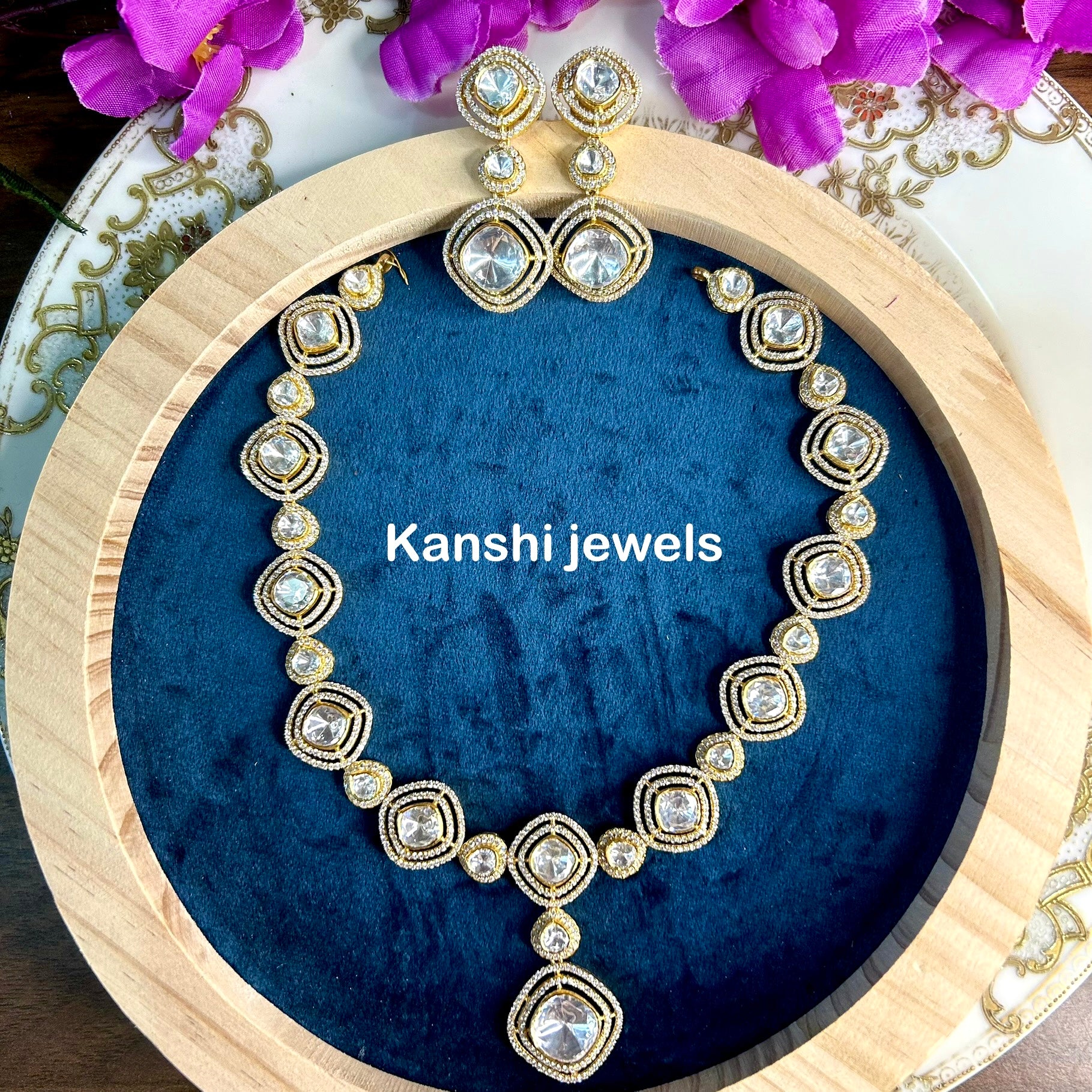 Silver moissanite Haram Set