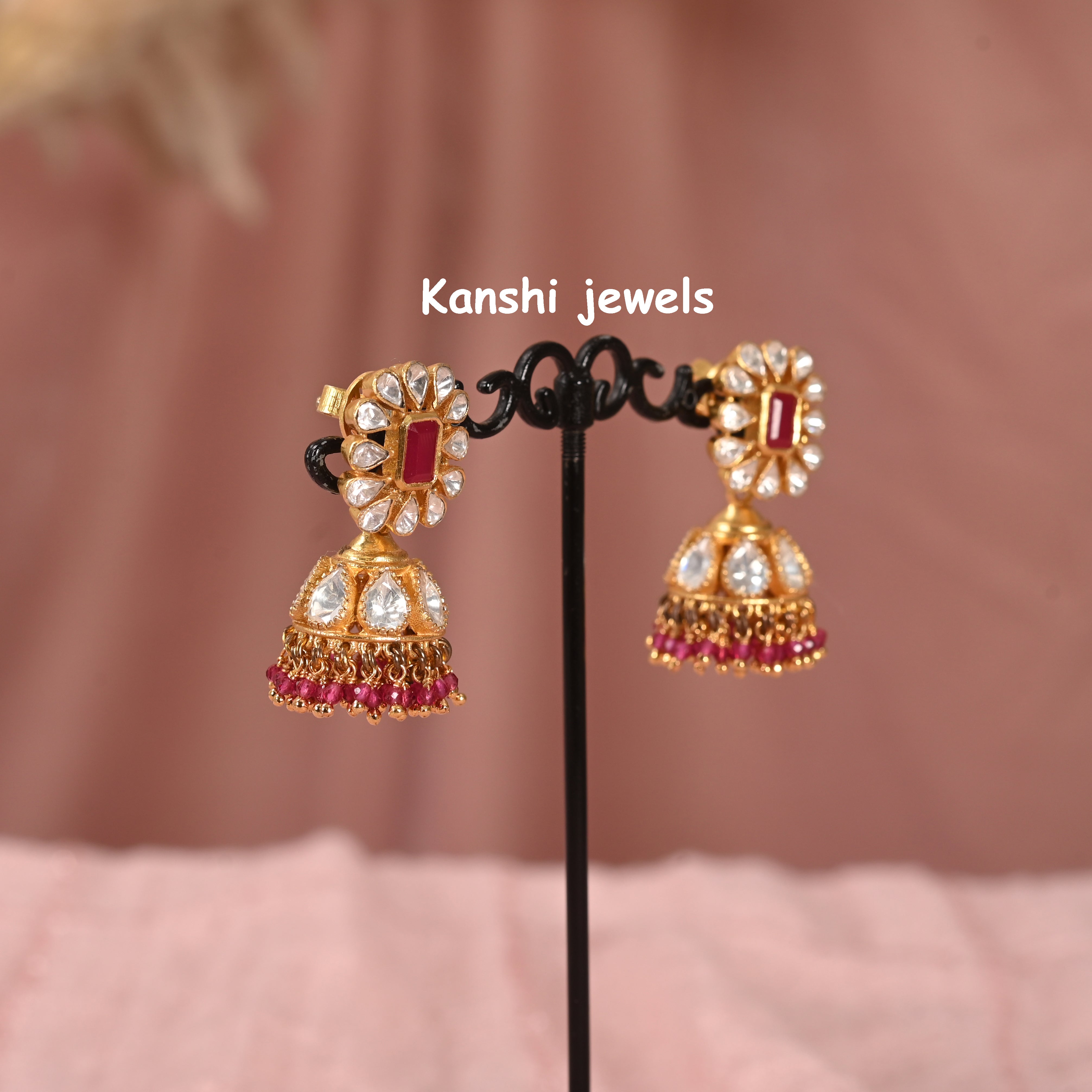Silver moissanite jhumkas