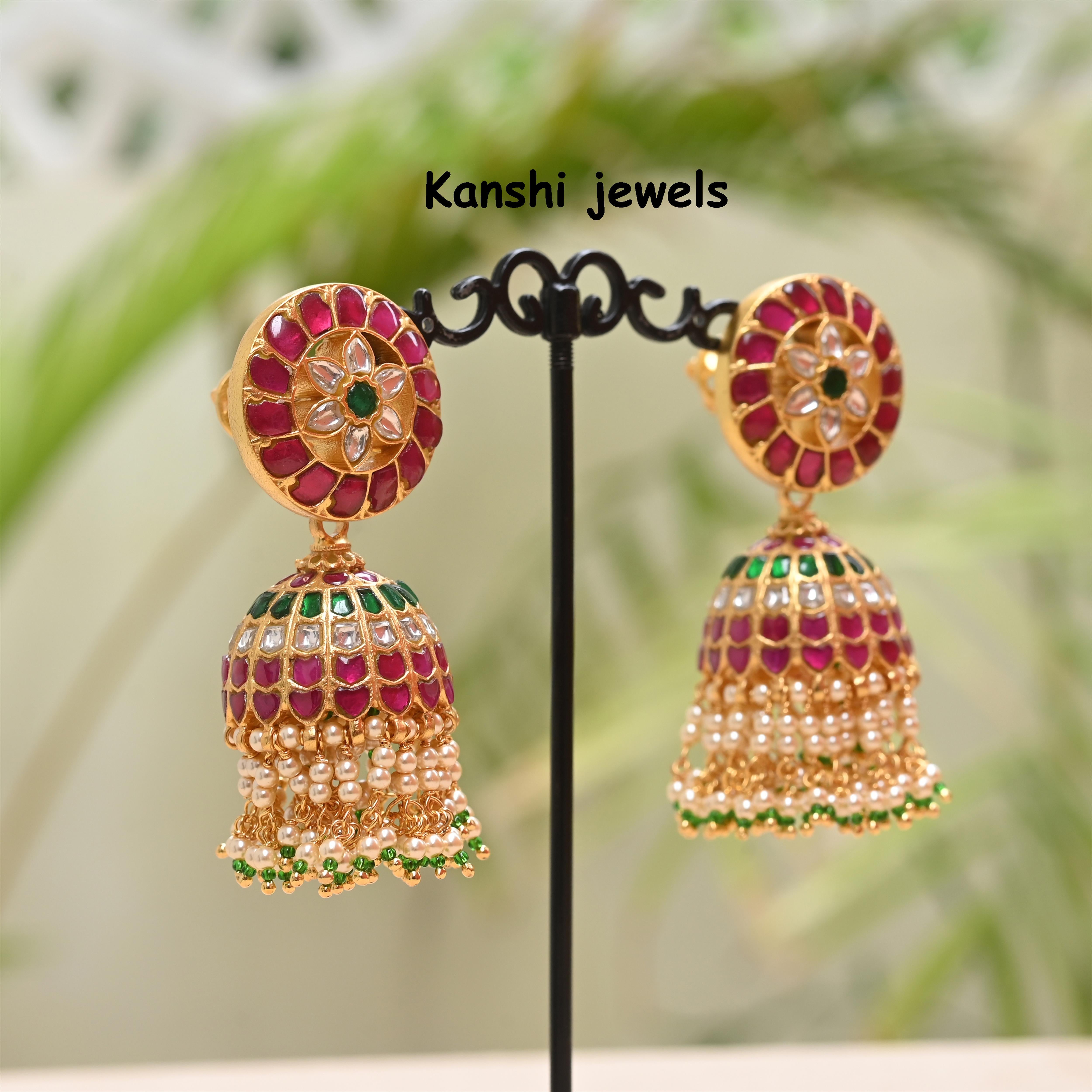 Silver Jadau Jhumkas
