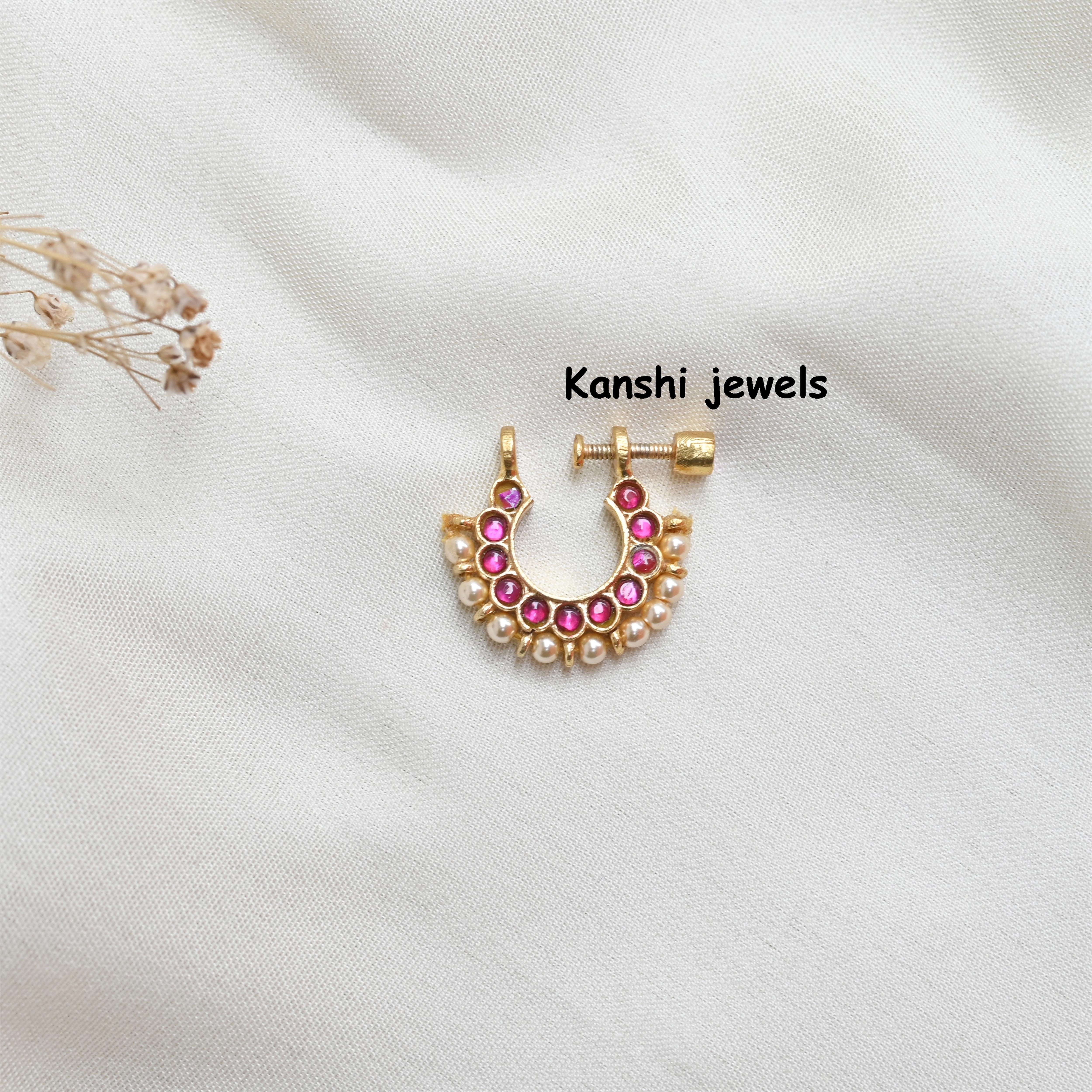 Silver Jadau Nose Pin