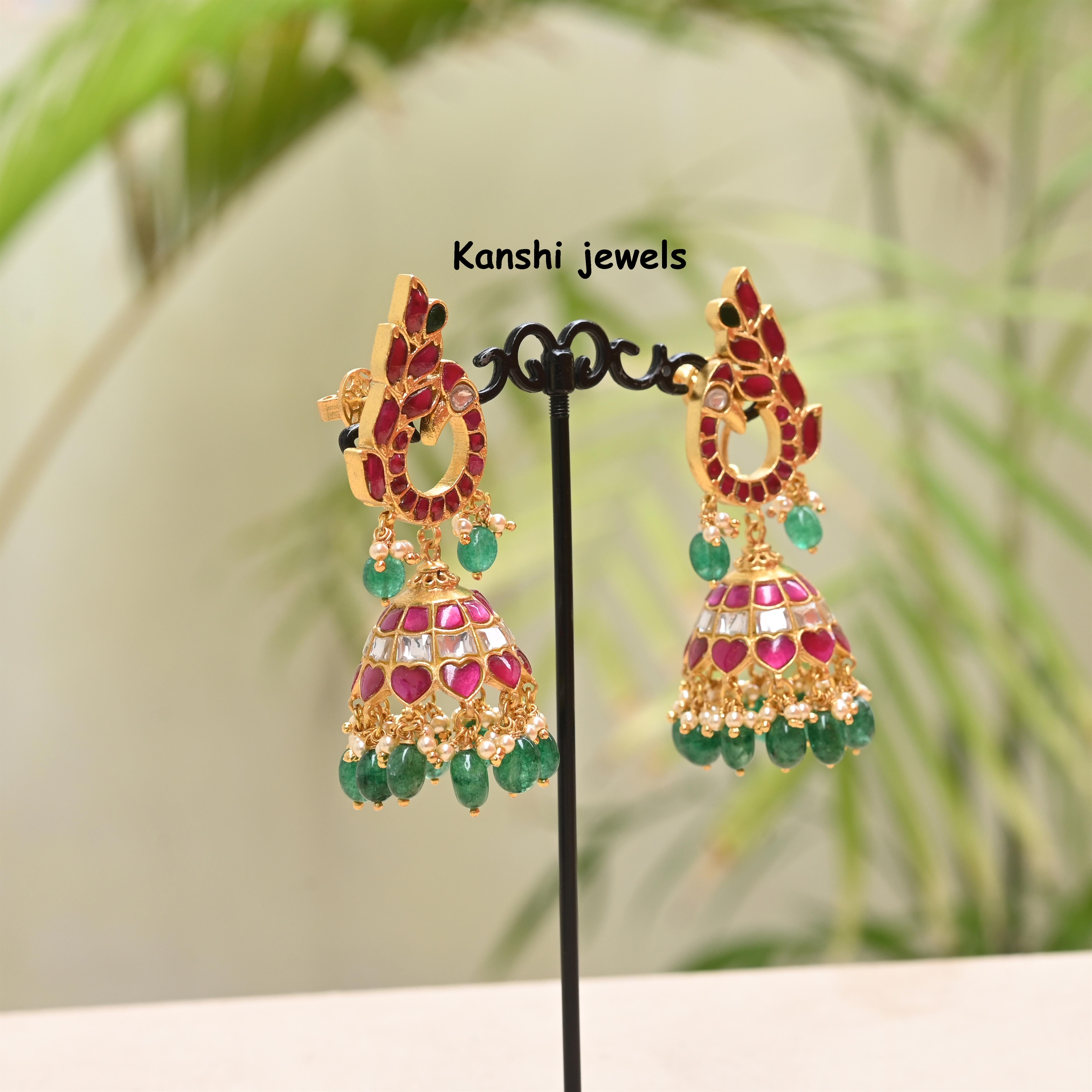 Silver Jadau Jhumkas