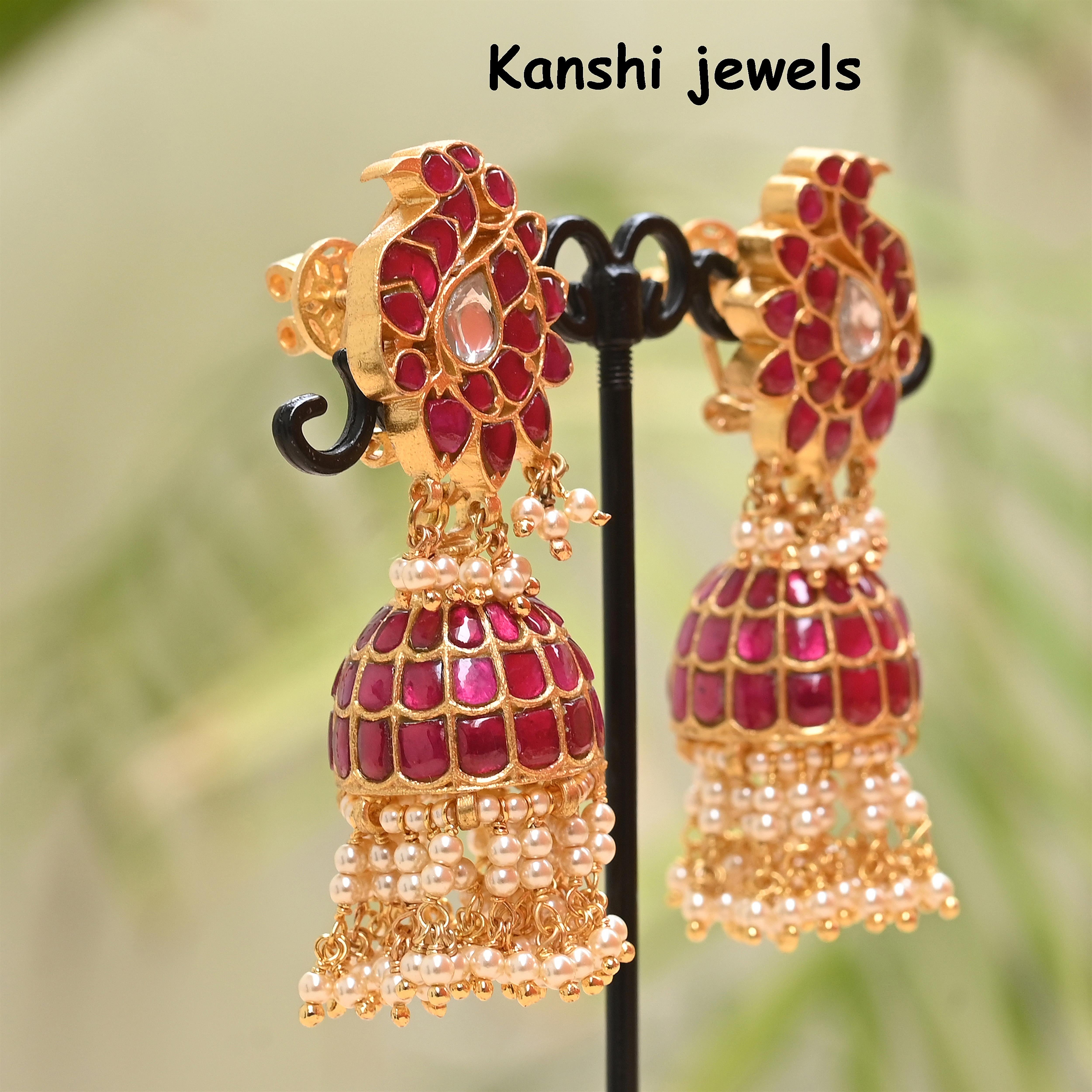 Silver Jadau Jhumkas