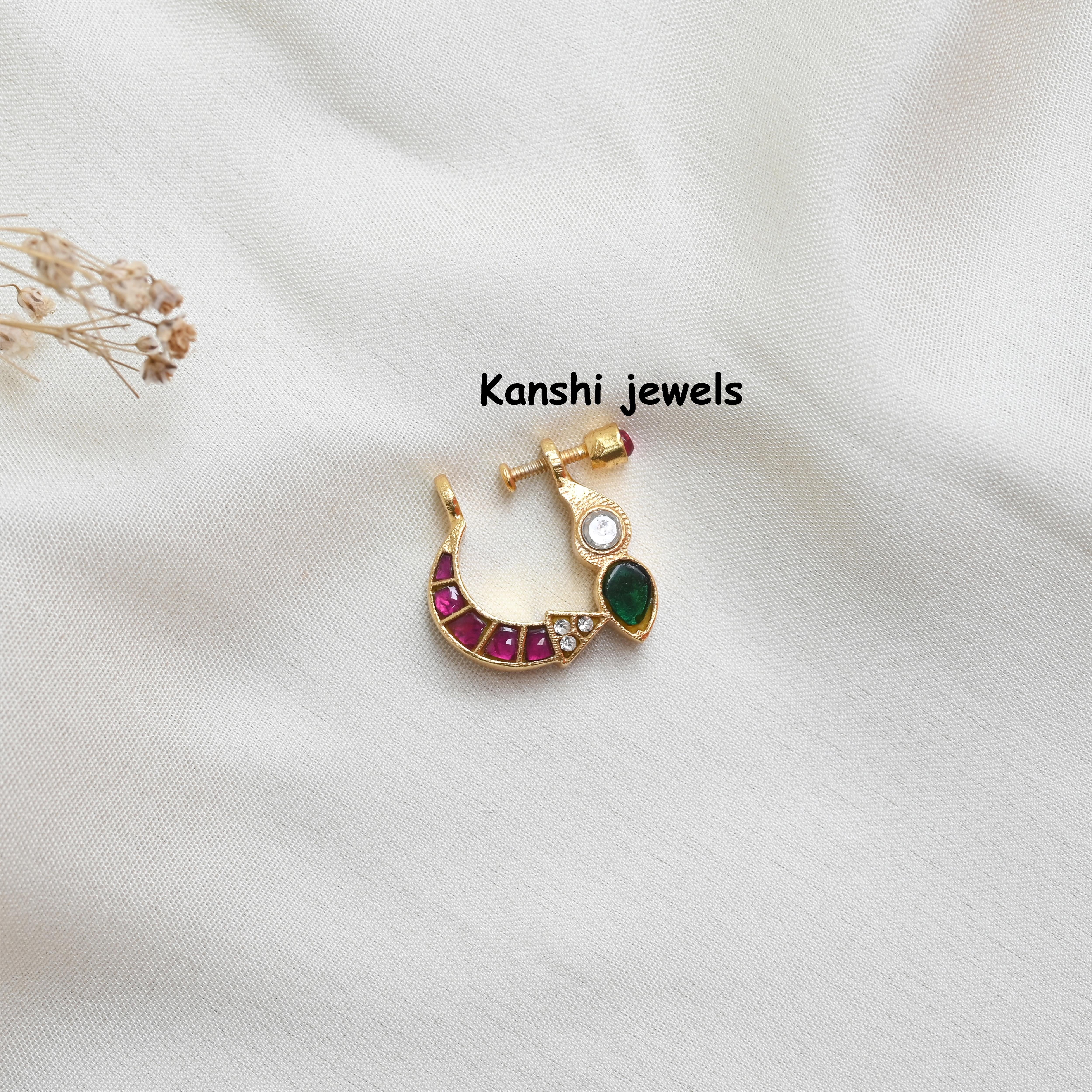 Silver Jadau Nose Pin