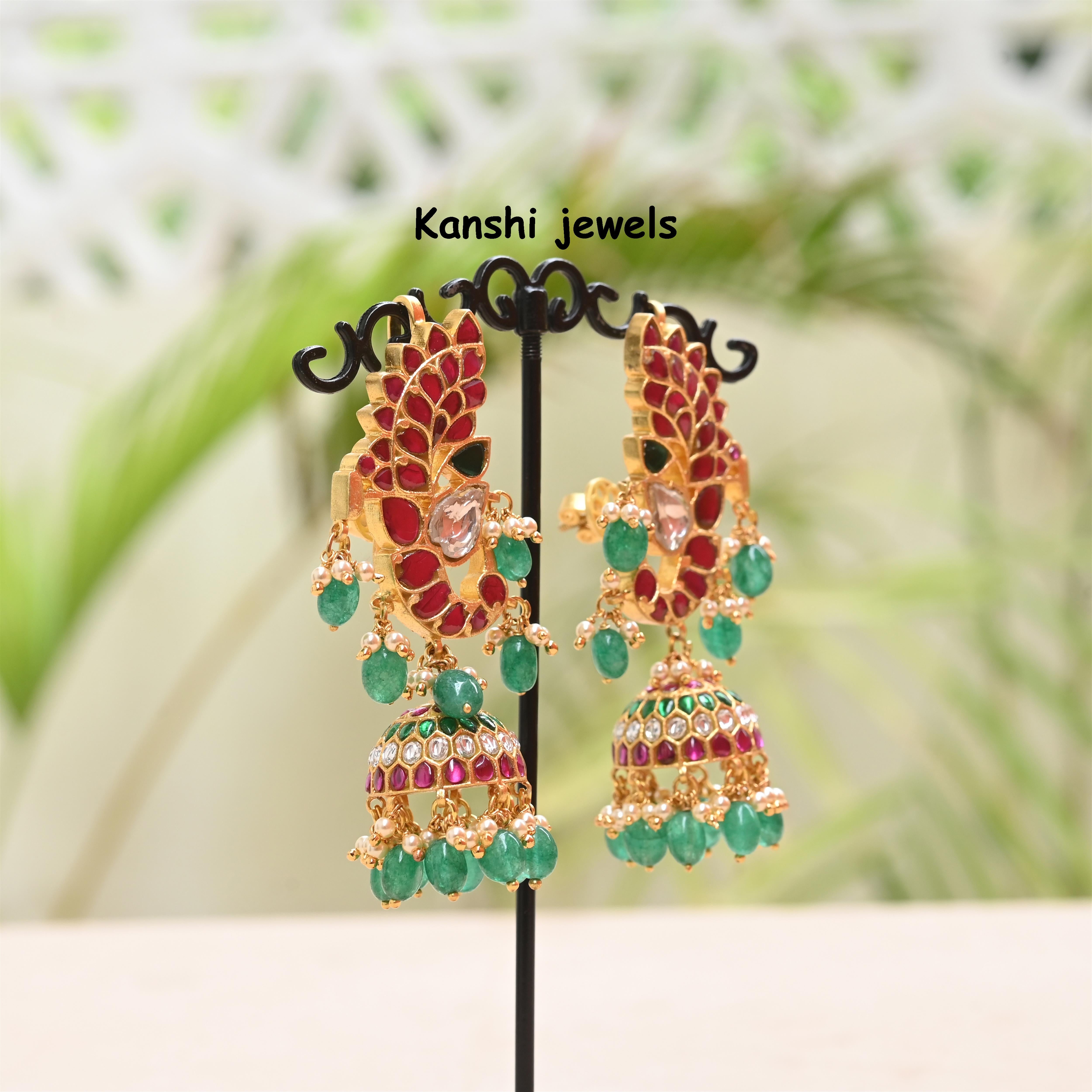 Silver Jadau Jhumkas