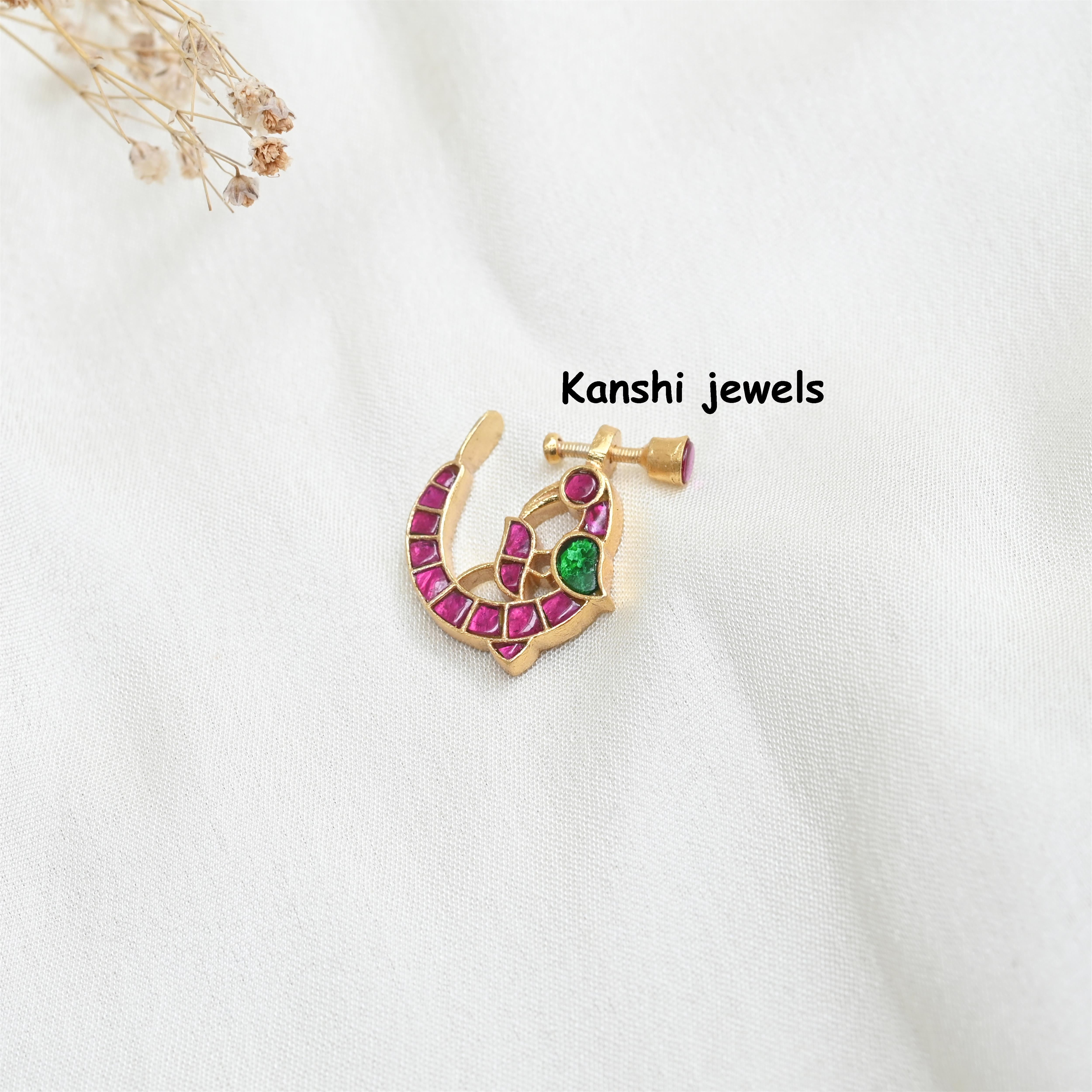 Silver Jadau Nose Pin