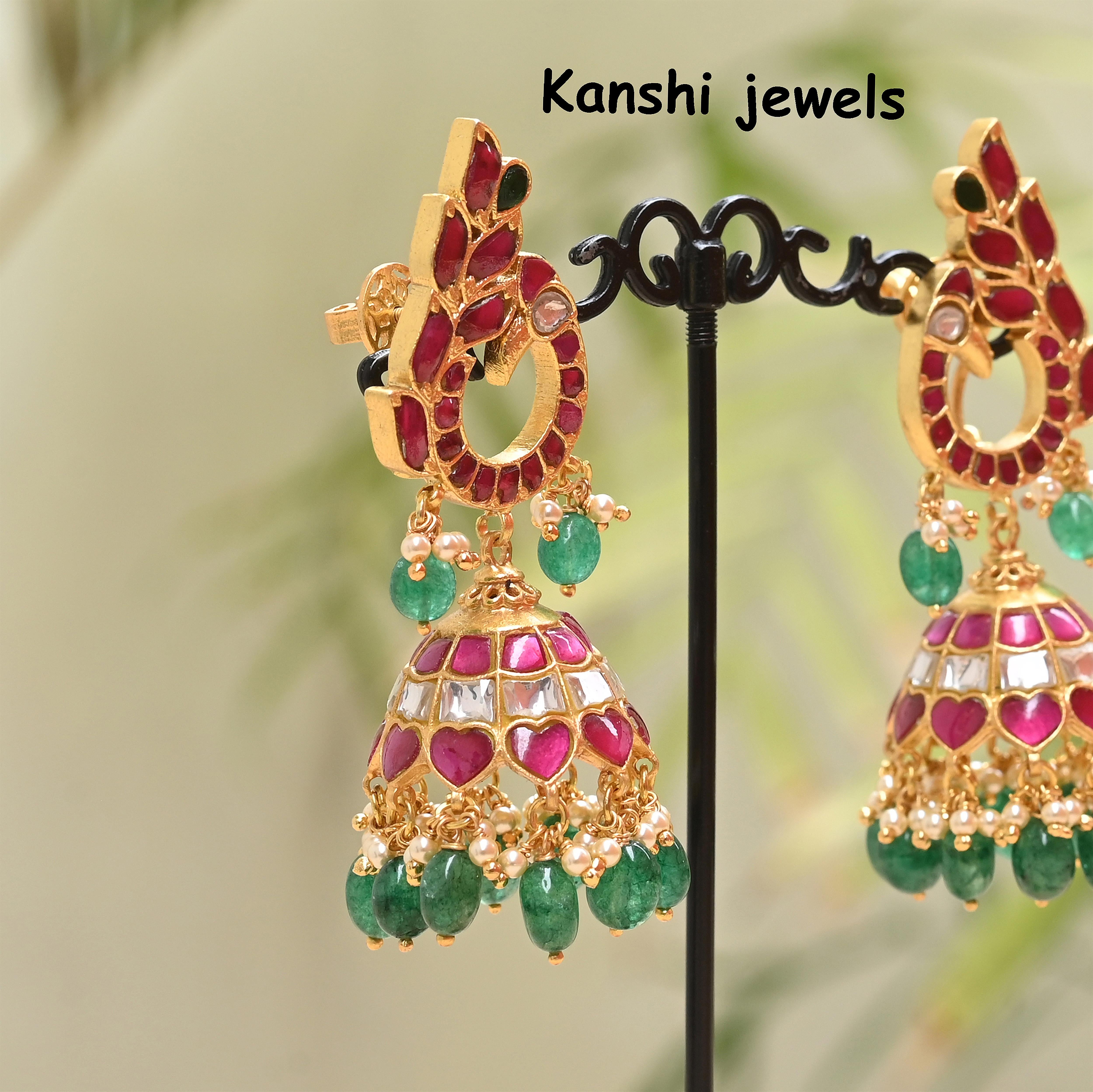 Silver Jadau Jhumkas