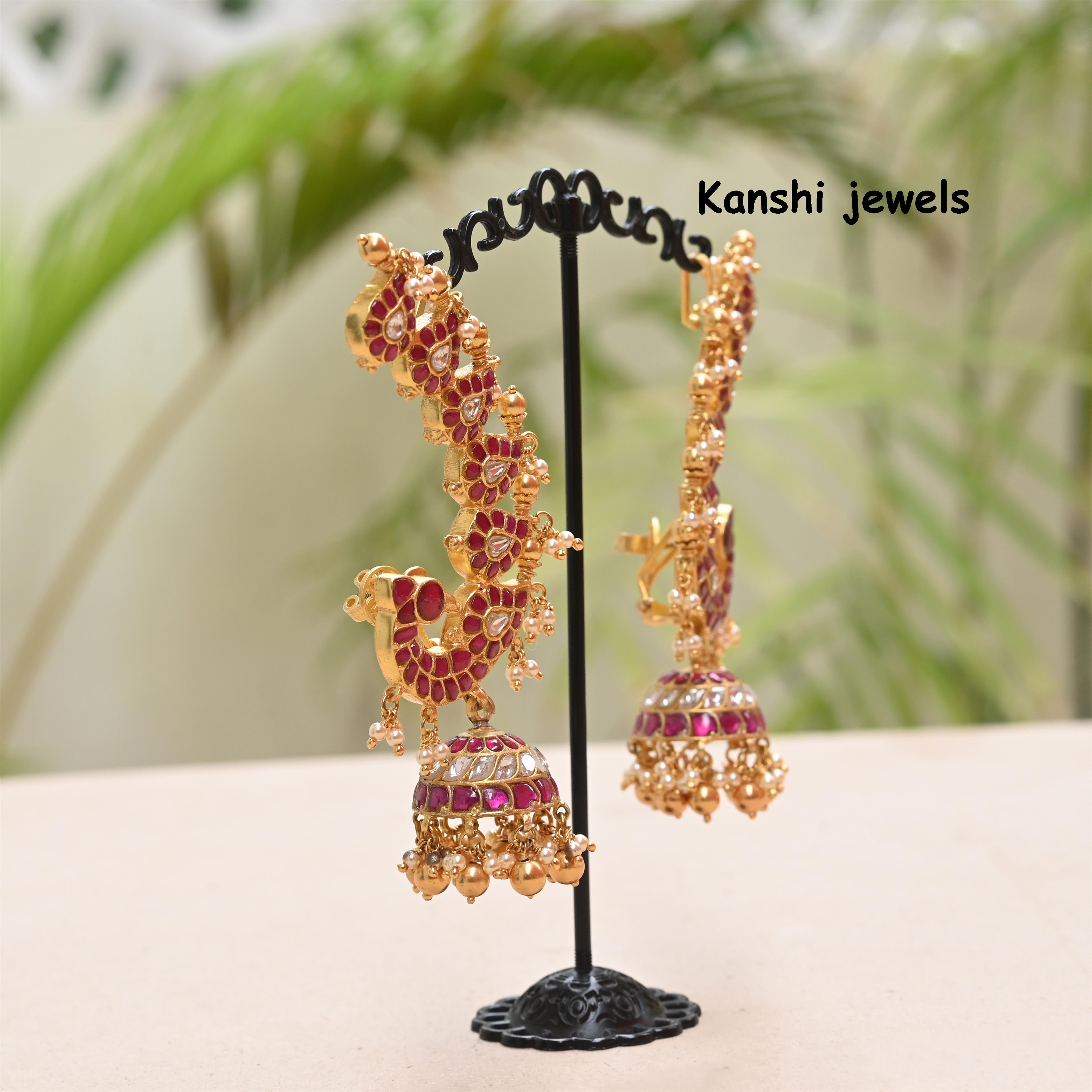 Silver Jadau Jhumkas