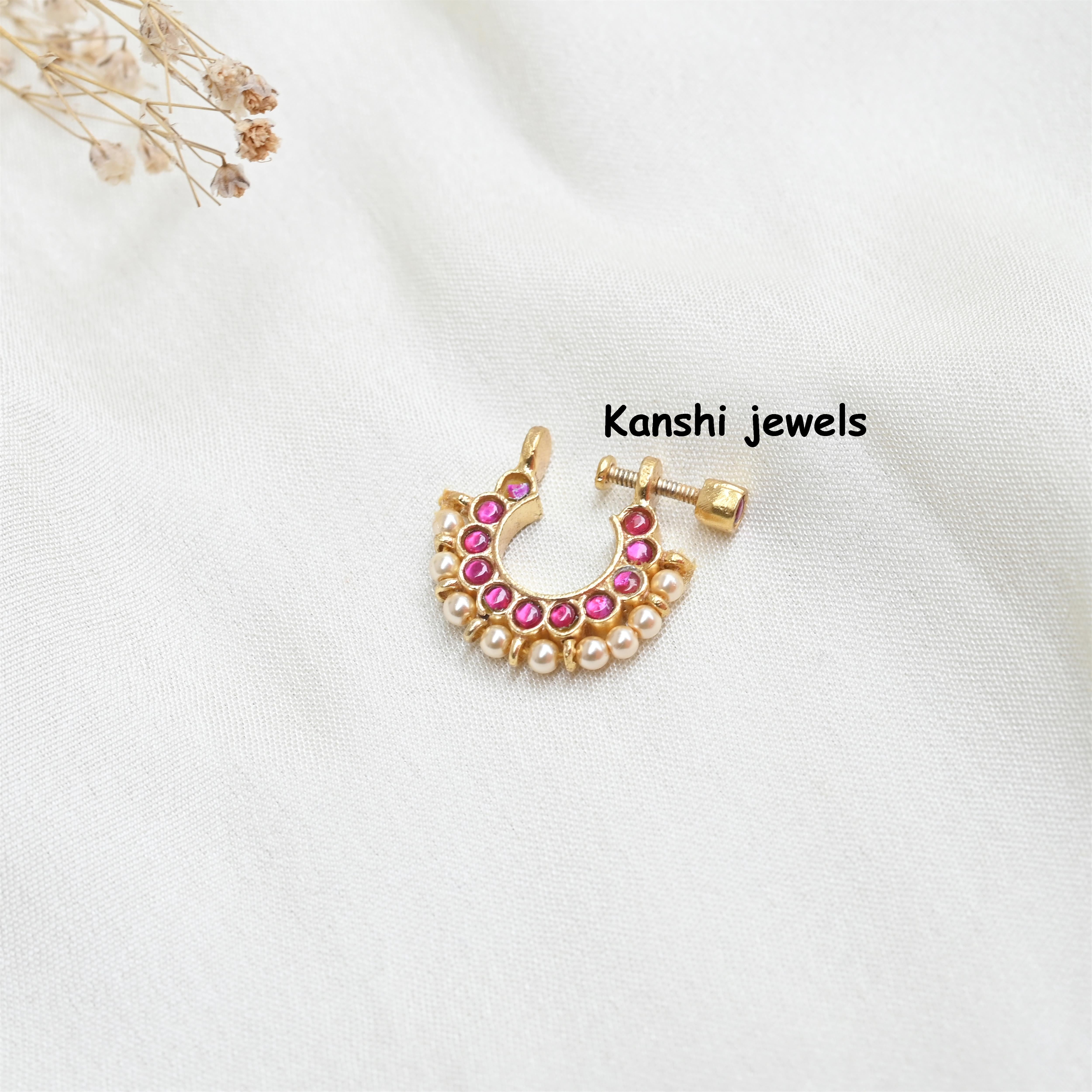 Silver Jadau Nose Pin