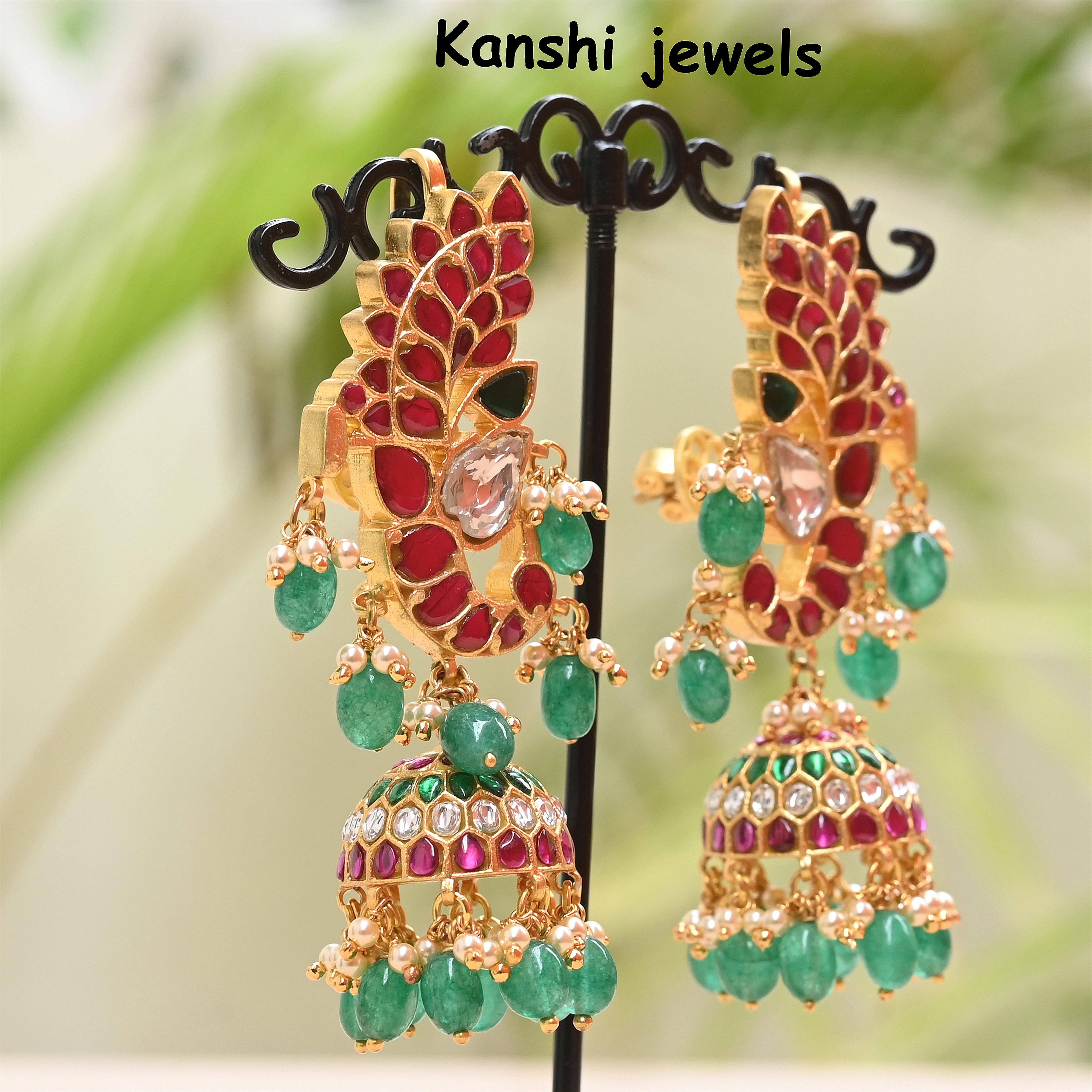 Silver Jadau Jhumkas