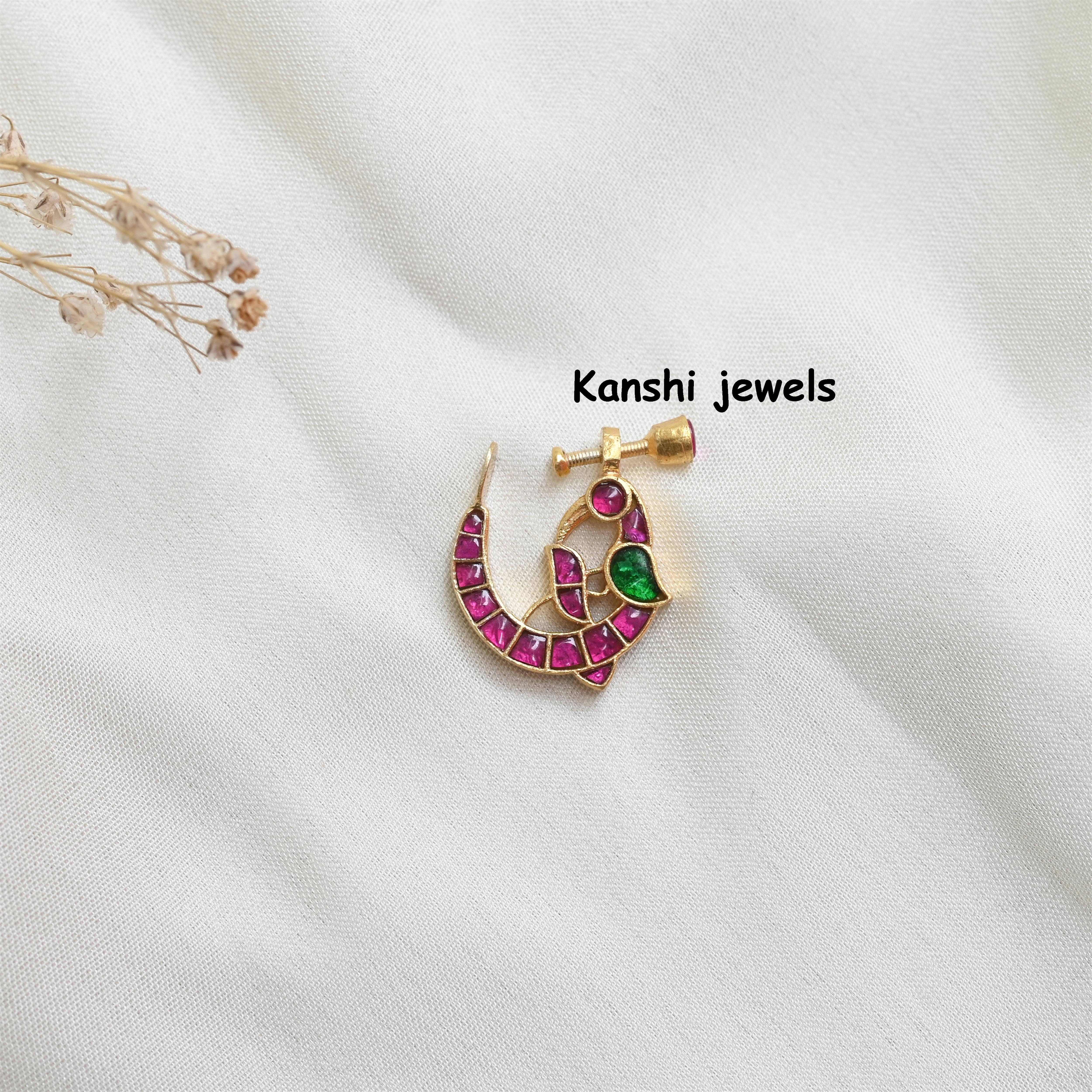 Silver Jadau Nose Pin