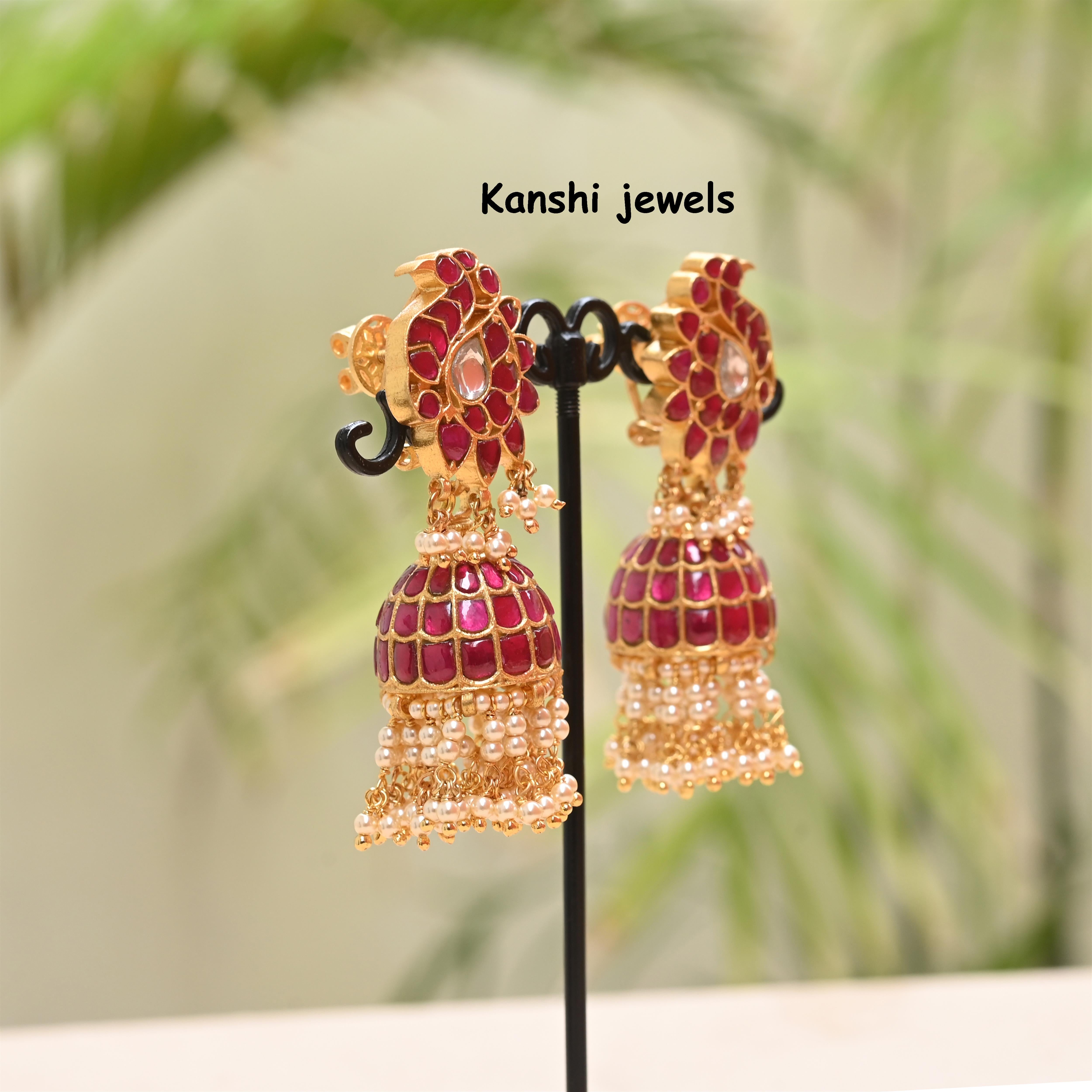 Silver Jadau Jhumkas