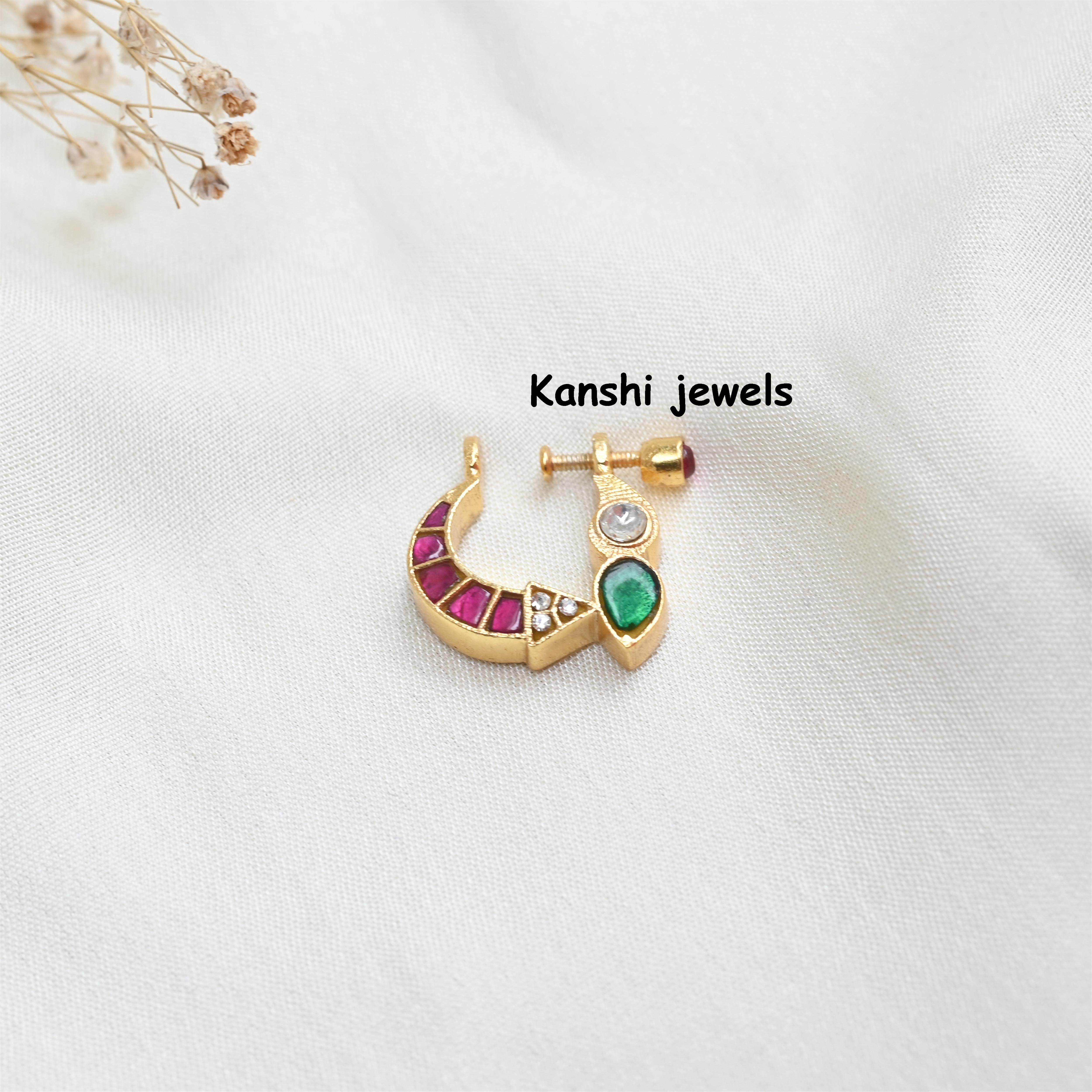 Silver Jadau Nose Pin