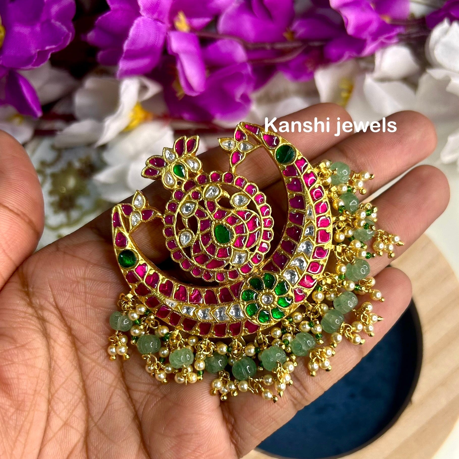 Silver Jadau Pendant