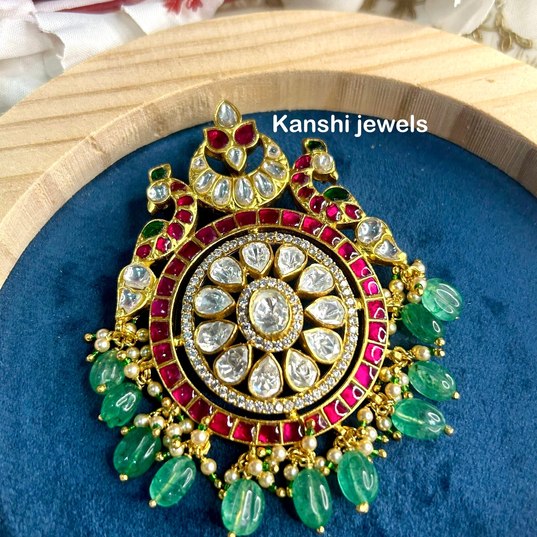 Silver Jadau Pendant