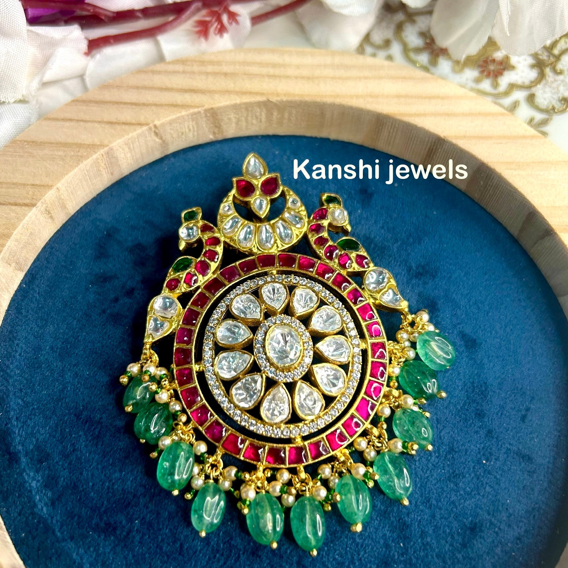 Silver Jadau Pendant