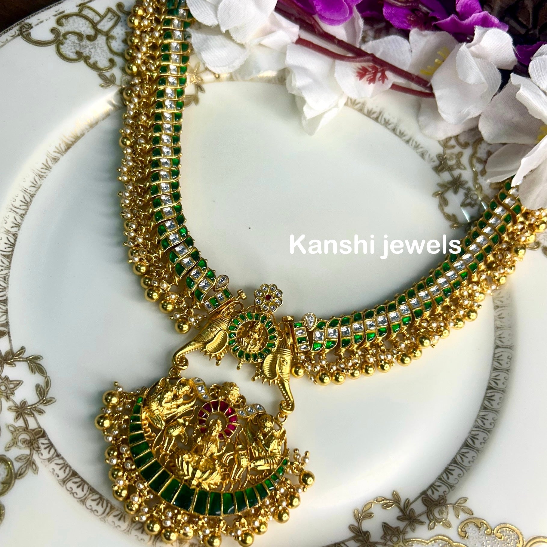 Silver Jadau Necklace