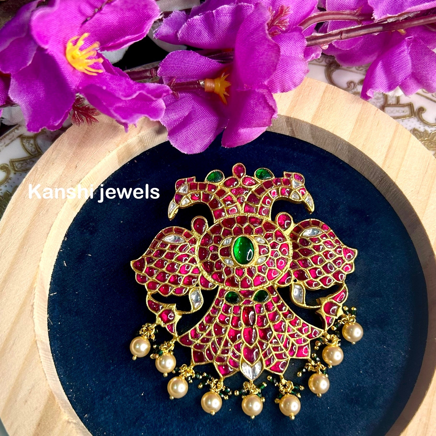 Silver Jadau Pendant