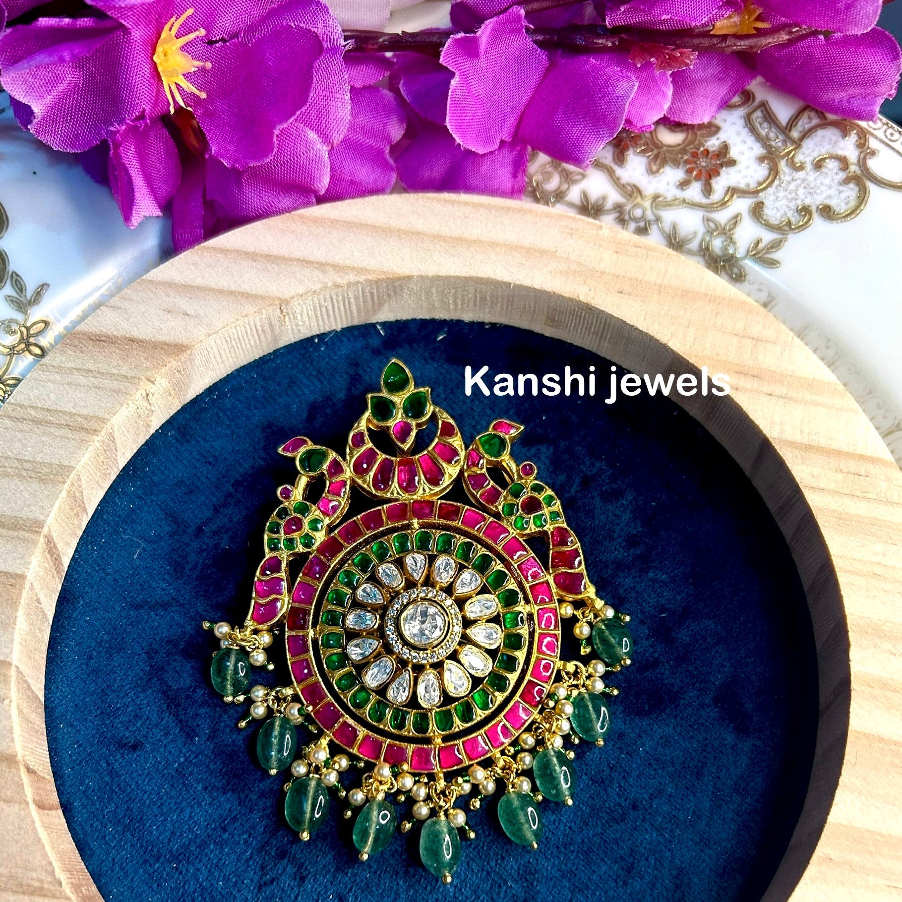 Silver Jadau Pendant