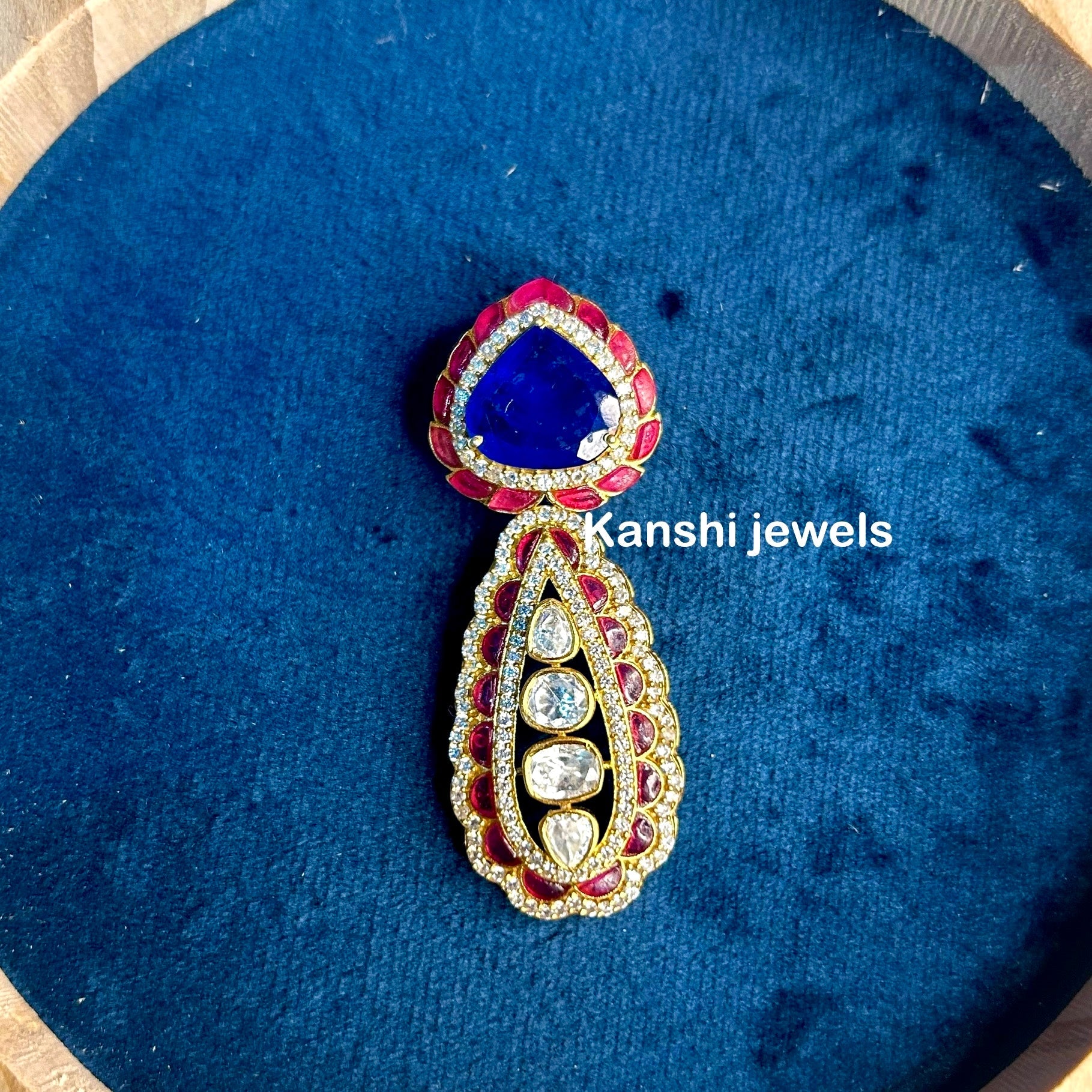 Silver Jadau Pendant