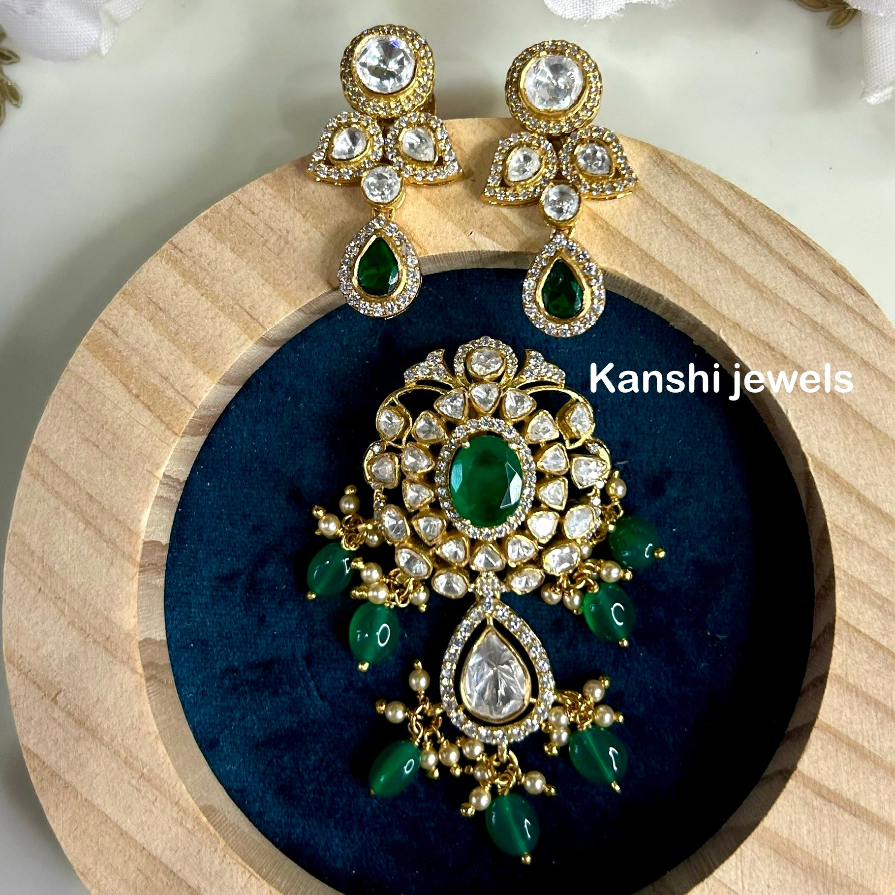 Silver moissanite pendant and earrings