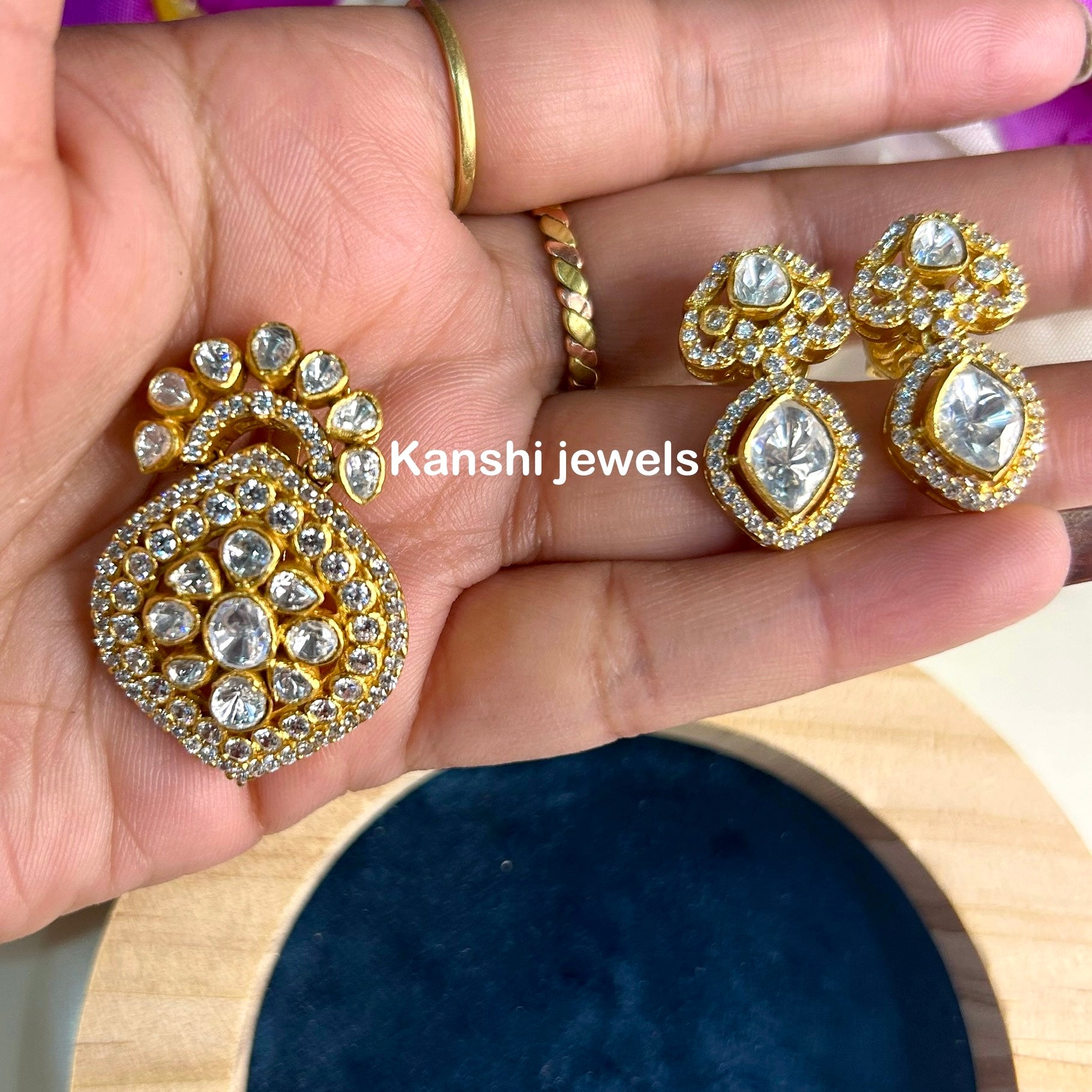 Silver moissanite pendant and earrings