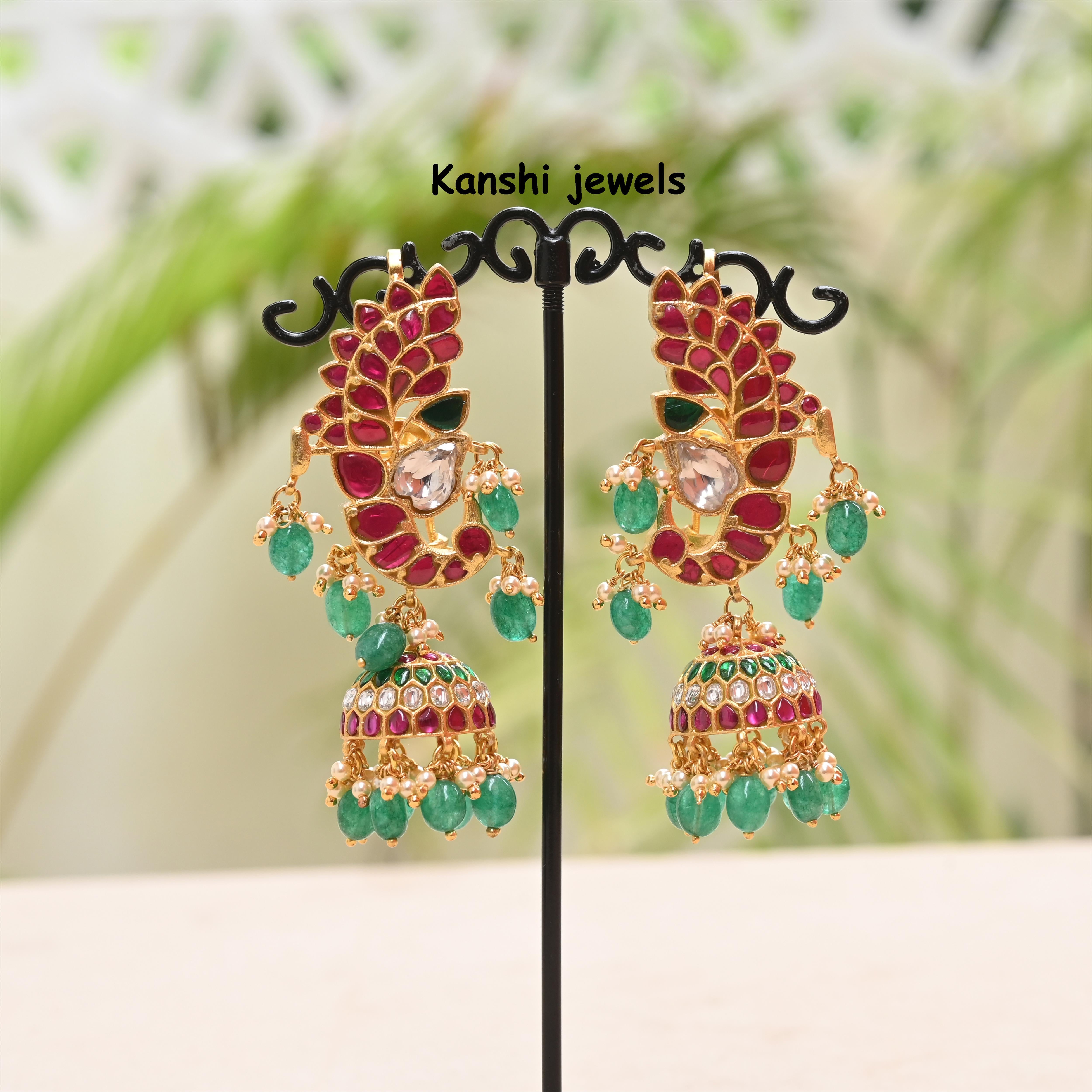 Silver Jadau Jhumkas
