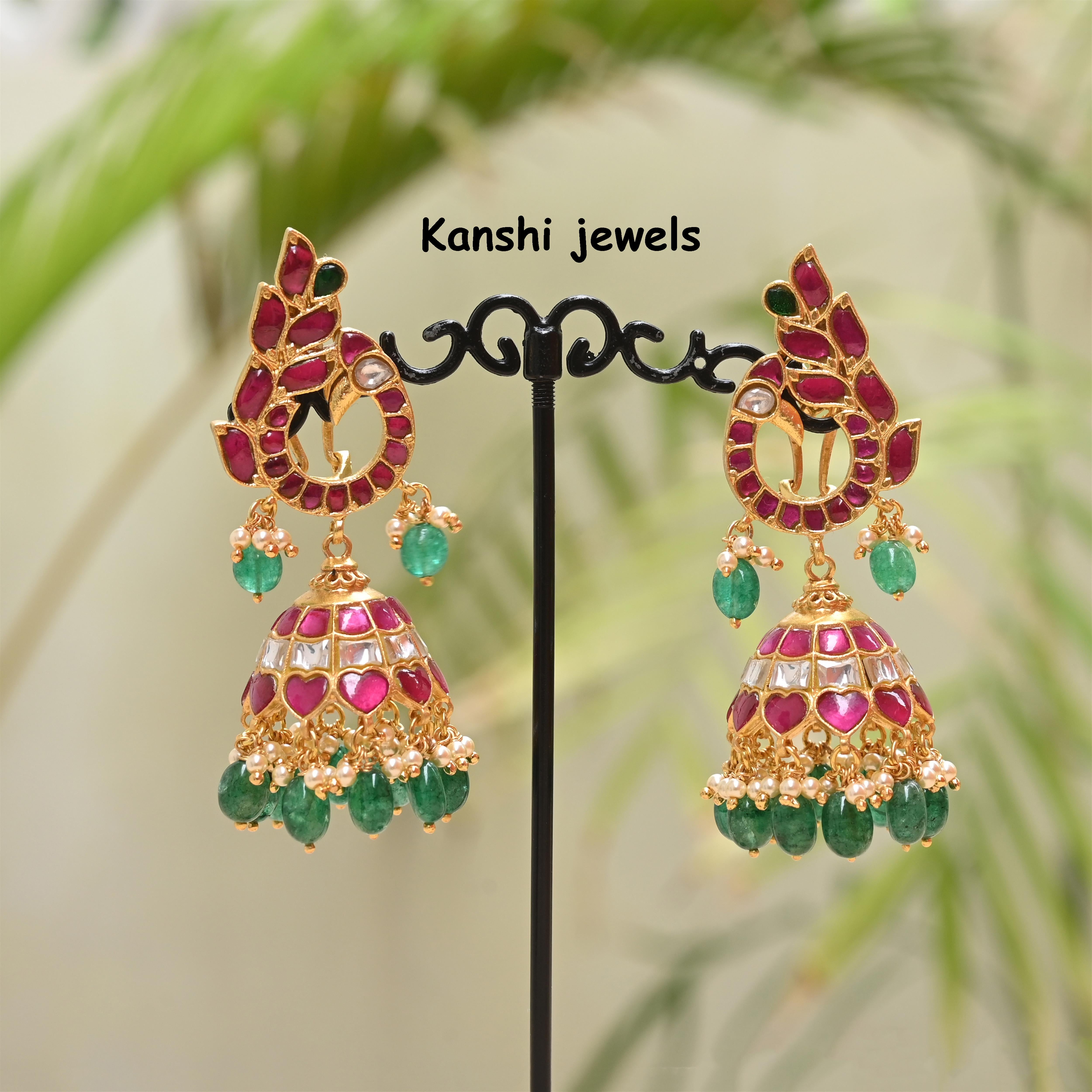 Silver Jadau Jhumkas