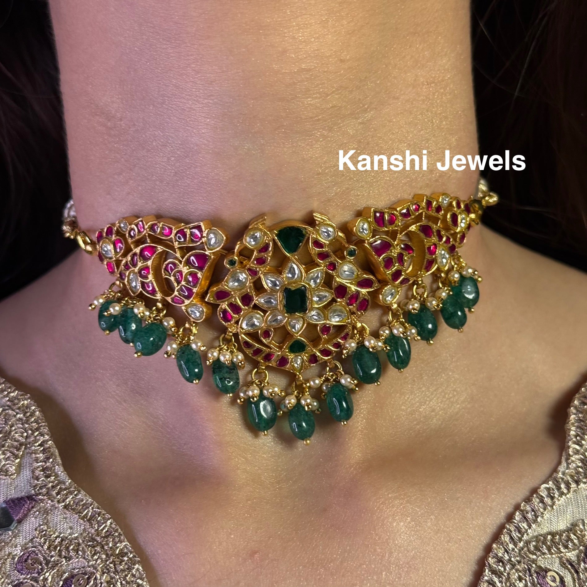 Silver Jadau Choker