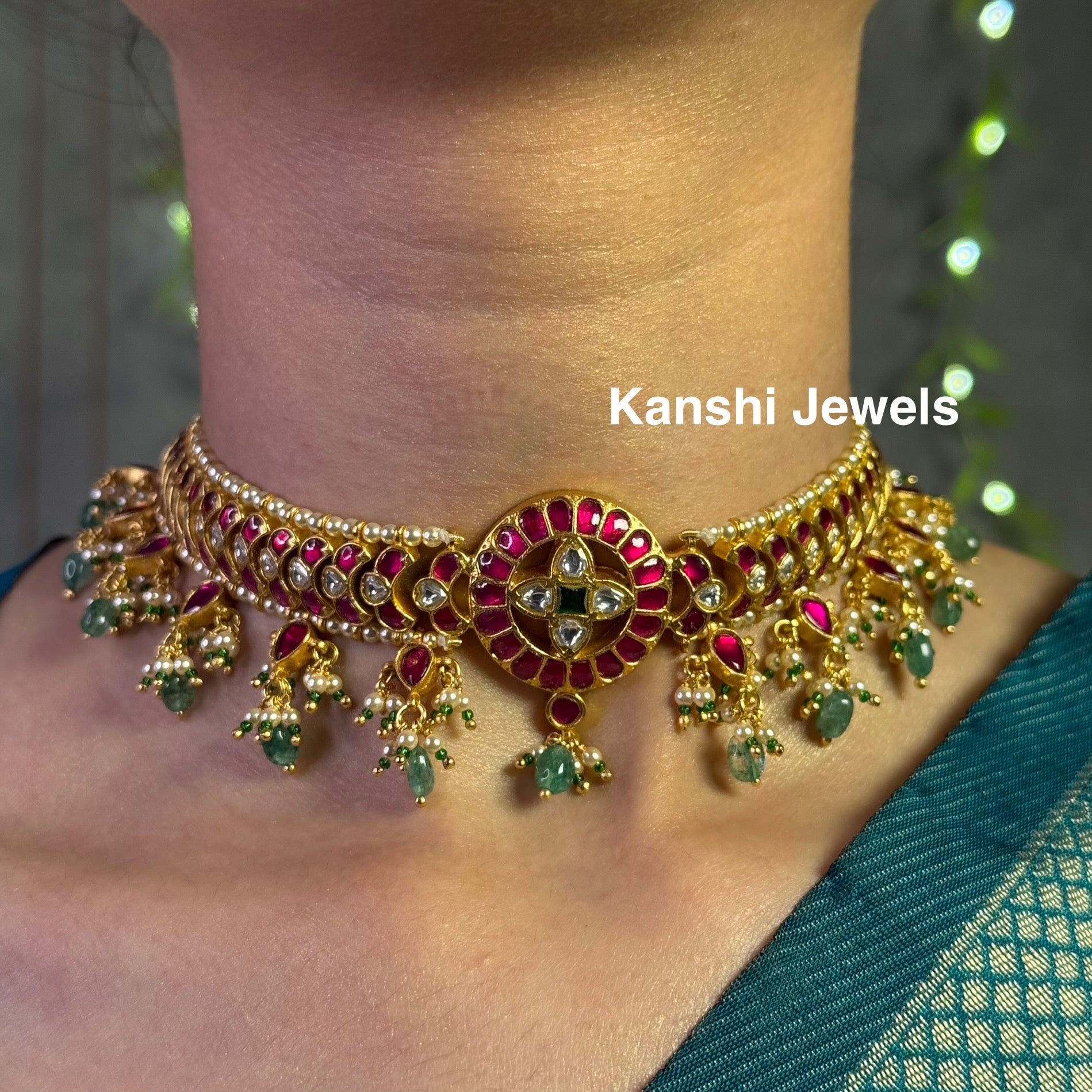 Silver Jadau Necklace