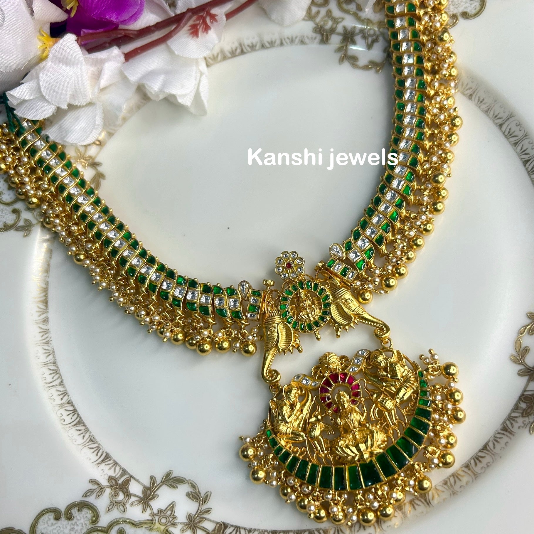 Silver Jadau Necklace