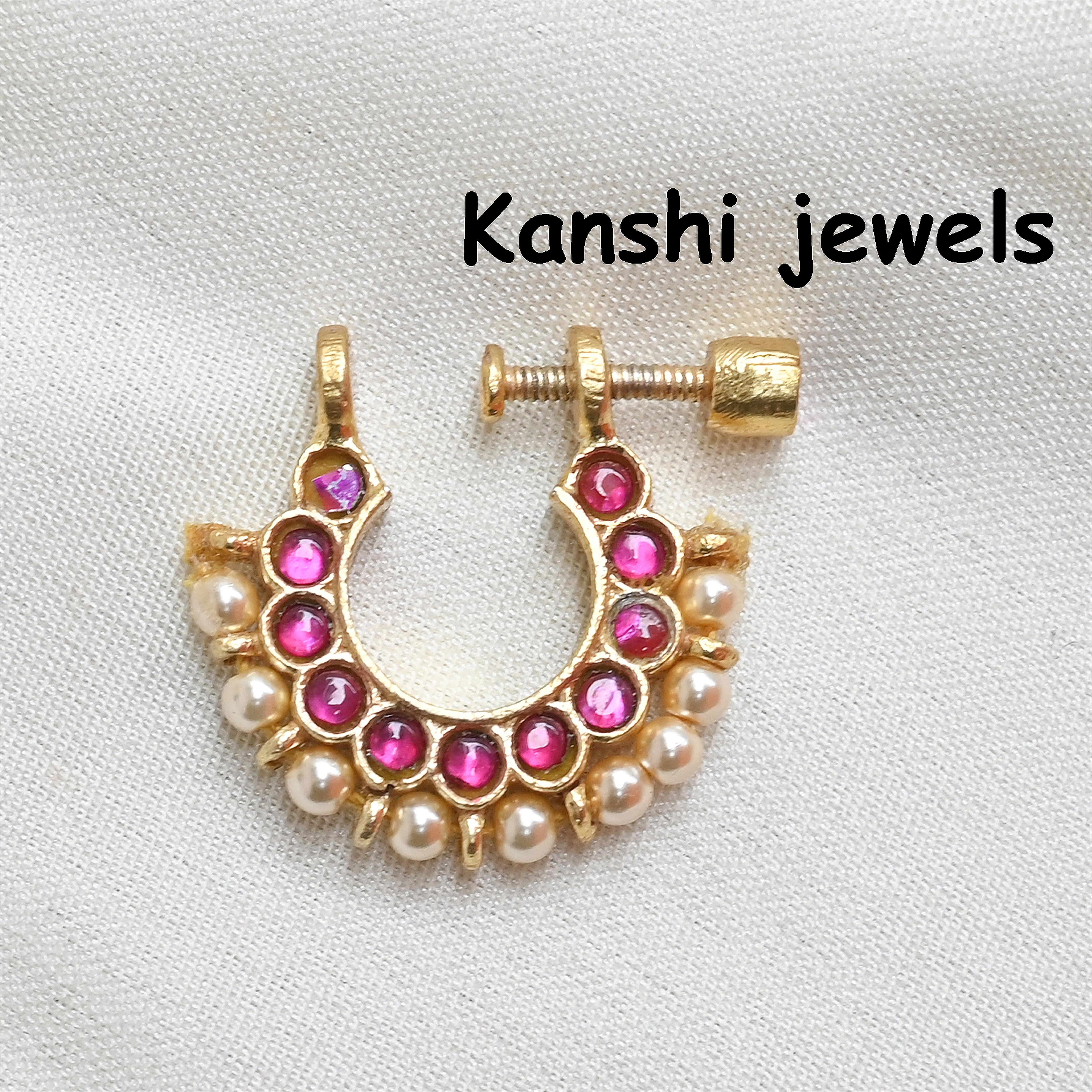 Silver Jadau Nose Pin