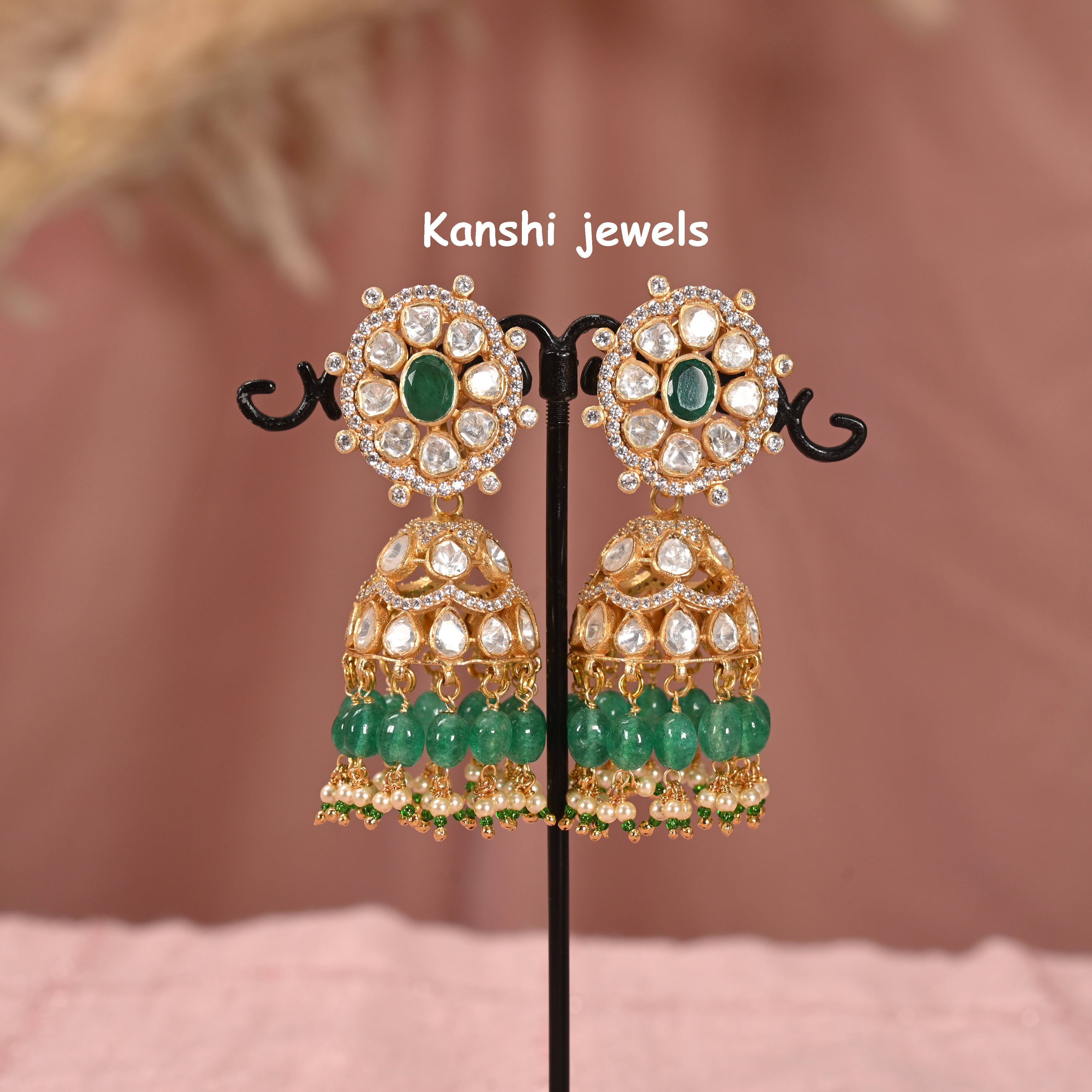 Silver moissanite jhumkas